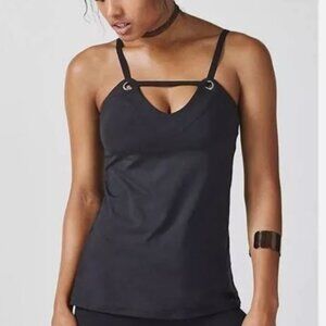 Fabletics Womens Black Crystal Tank Top XS NEW Built in Bra athletic casual